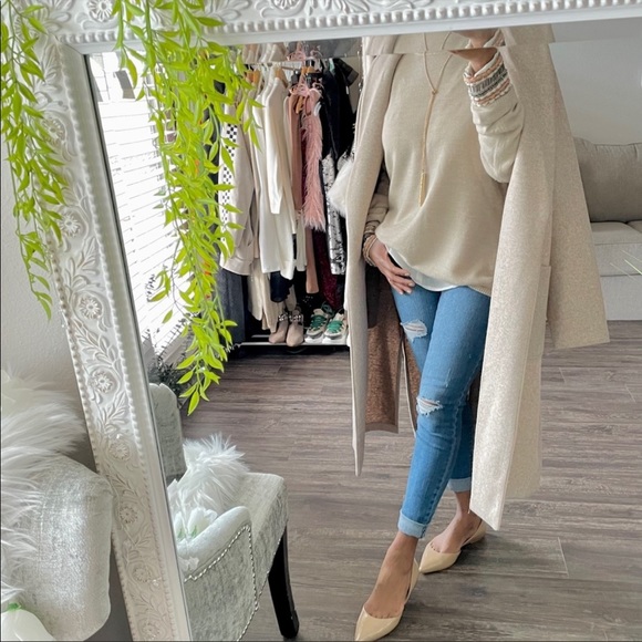 Jackets & Blazers - Nude Pocketed Fabric Duster Coat 2X New